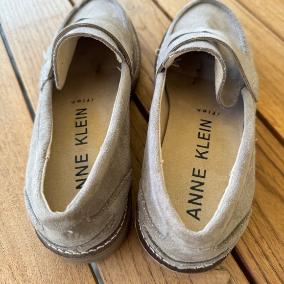 Taupe Suede Anne Klein Everly Penny Loafers - Picture 6 of 9